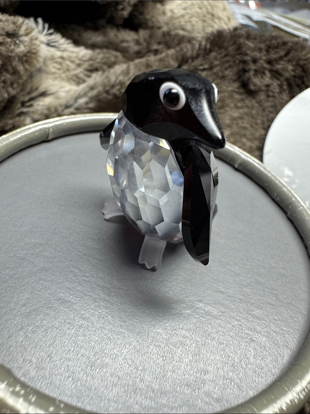 Swarovski Crystal Penguin Figurine in Black and Clear